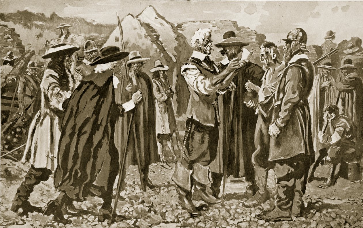 General Rosens trussel er lest i Londonderry, illustrasjon fra 