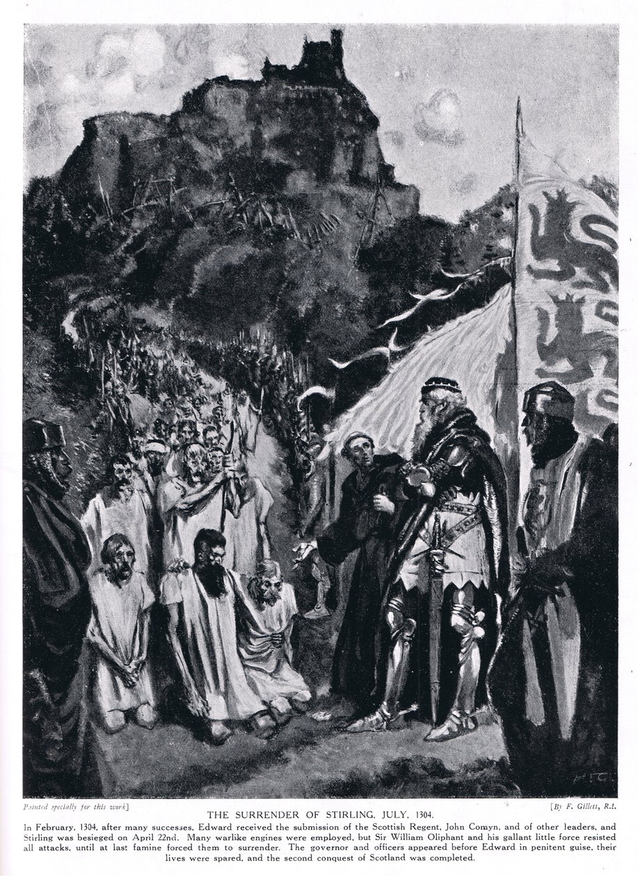 Overgivelsen av Stirling Castle; Juli; AD1304, 1920-tallet av Frank Gillett