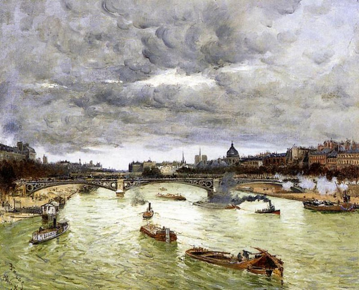 Paris, Seinen og Alexander IIIs bro, 1896 av Frank Myers Boggs