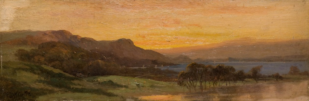 Solnedgang, Lake Scene av Frank Thomas Carter