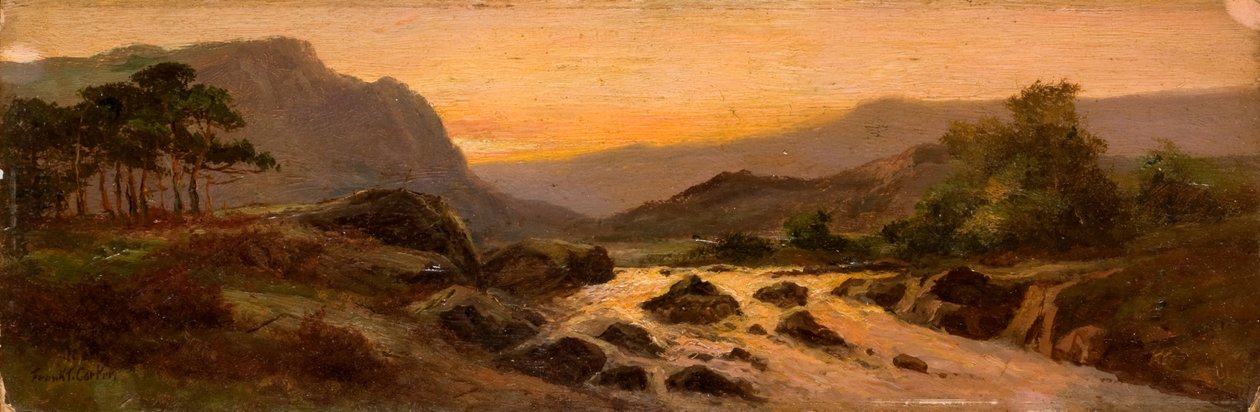Solnedgang, Rocky Stream av Frank Thomas Carter
