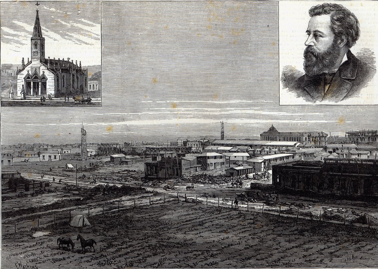 Den nye byen La Plata, Buenos Ayres, hovedstaden i den argentinske republikken, fra The Illustrated London News, 23. august 1884 av Frank Watkins