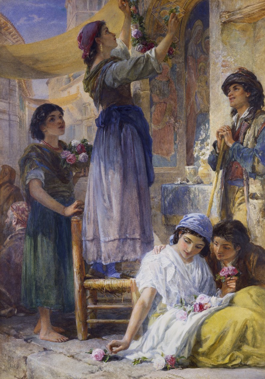 Forbereder til festivalen, 1869 av Frank William Warwick Topham