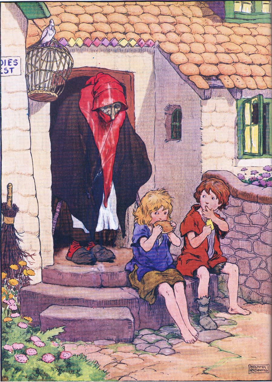 Hansel, Gretel and the witch, fra Hansel and Gretel utgitt av Blackie & Son Limited, ca. 1940 av Frank Adams