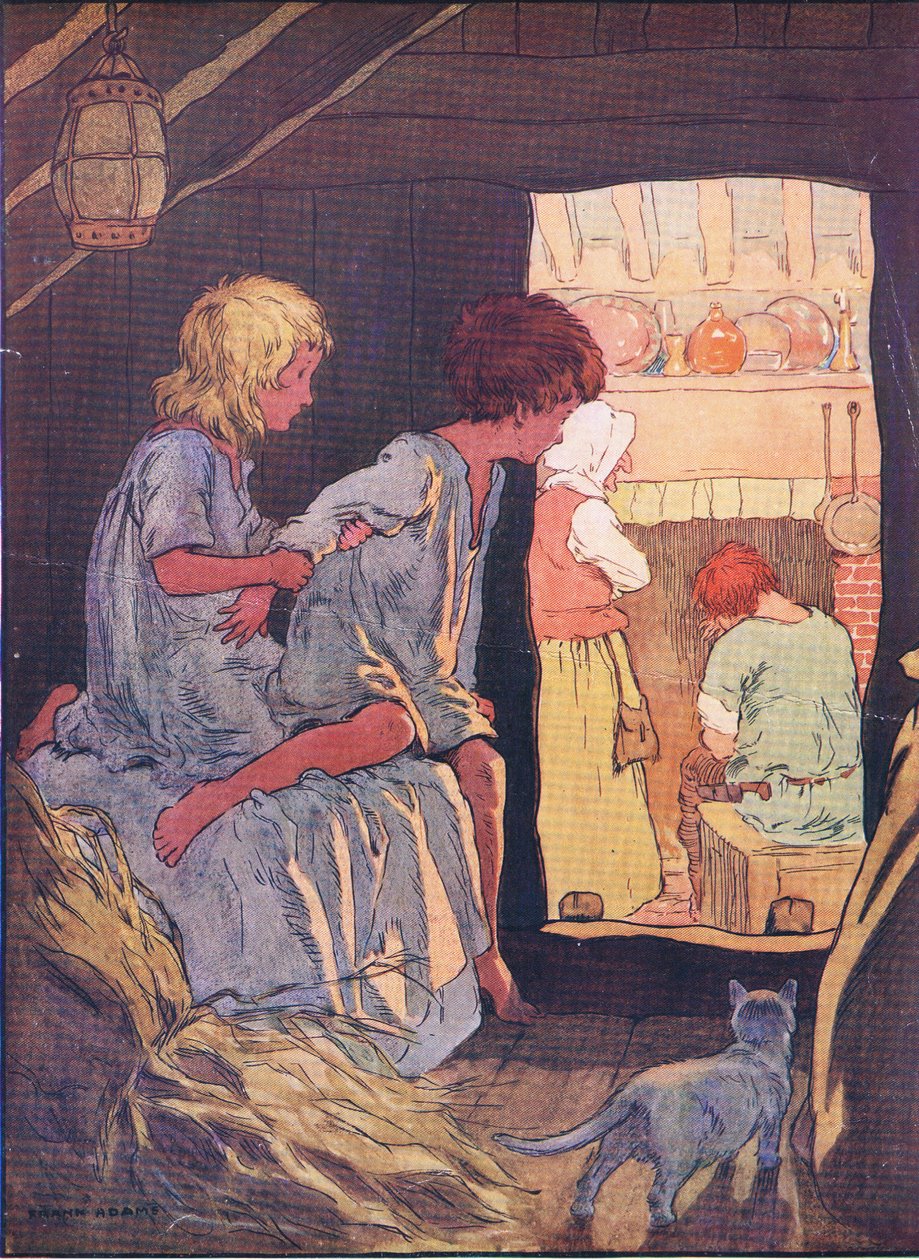 Barna fikk ikke sove, fra Hansel and Gretel utgitt av Blackie & Son Limited, ca. 1940 av Frank Adams