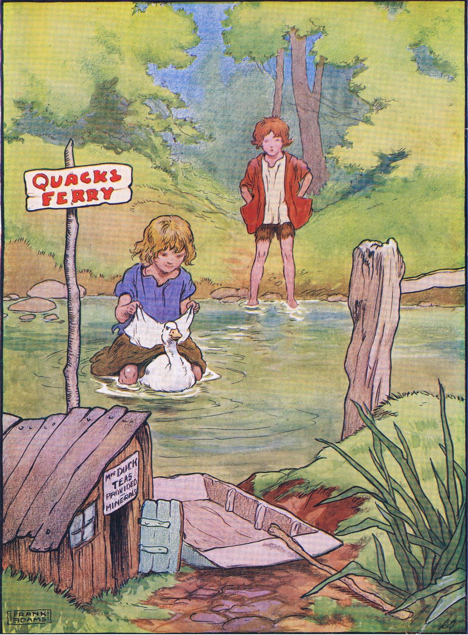 Anden overtok dem én om gangen på ryggen hennes, fra Hansel and Gretel utgitt av Blackie & Son Limited, ca. 1940 av Frank Adams