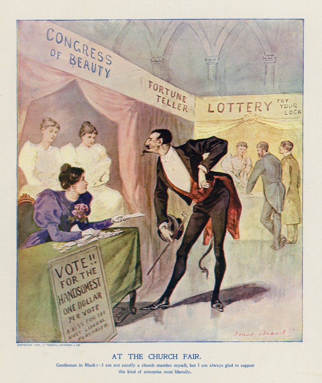 På kirkemessen (fargelitografi) av Frank Beard