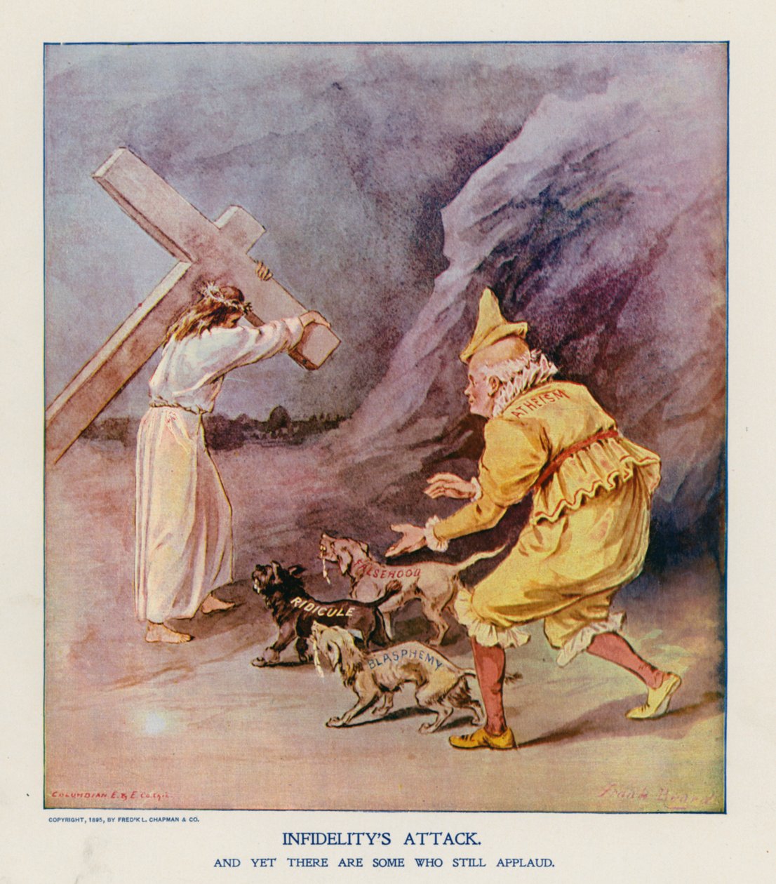 Utroskapens angrep (fargelitografi) av Frank Beard