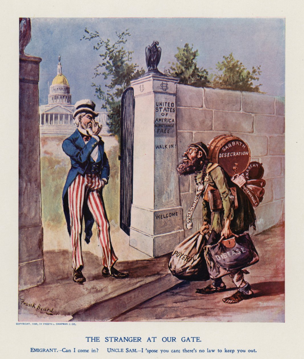 Immigranten (fargelitografi) av Frank Beard