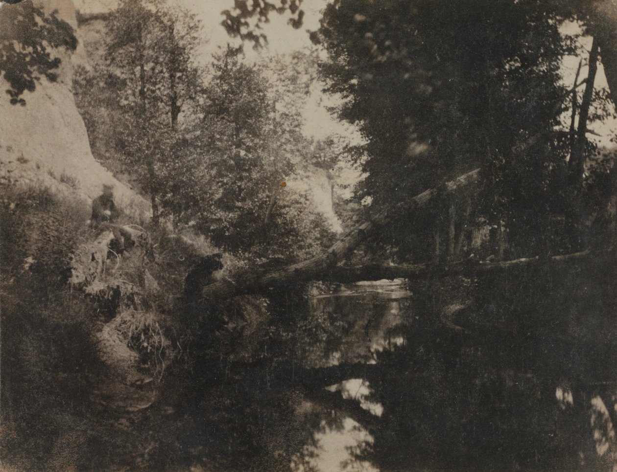 Landskap med sittende figur på bekkebredd, ca. 1856. av Frank Chauvassaignes