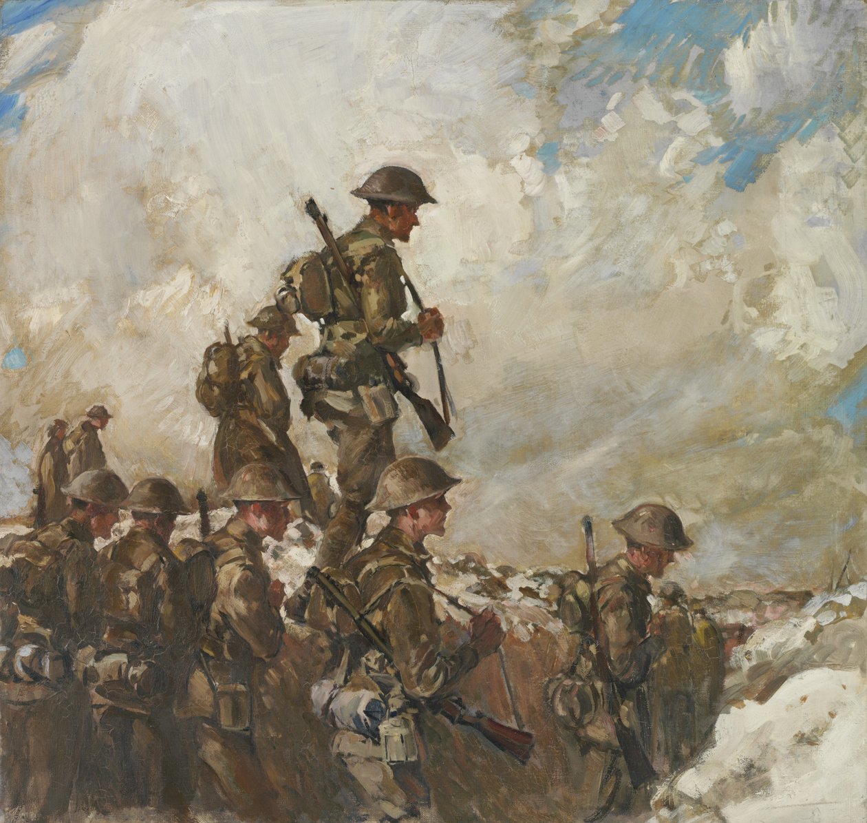 Gjennom sevlene til Pozieres, ca. 1918 (olje på lerret) av Frank Crozier