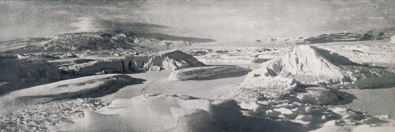 Den nedre Koettlitz-breen, viser effekten av tinevann, c1911, 1913 av Frank Debenham