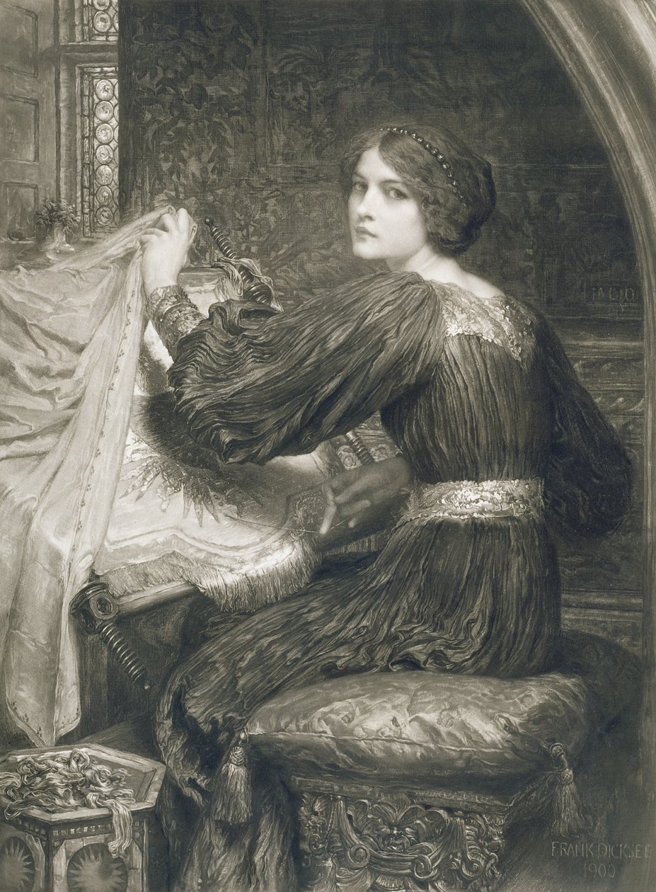 Penelope, gravert av Norman Hirst (1862-c.1955) pub. av Frost and Reed, 1903 (mezzotint) av Frank Dicksee