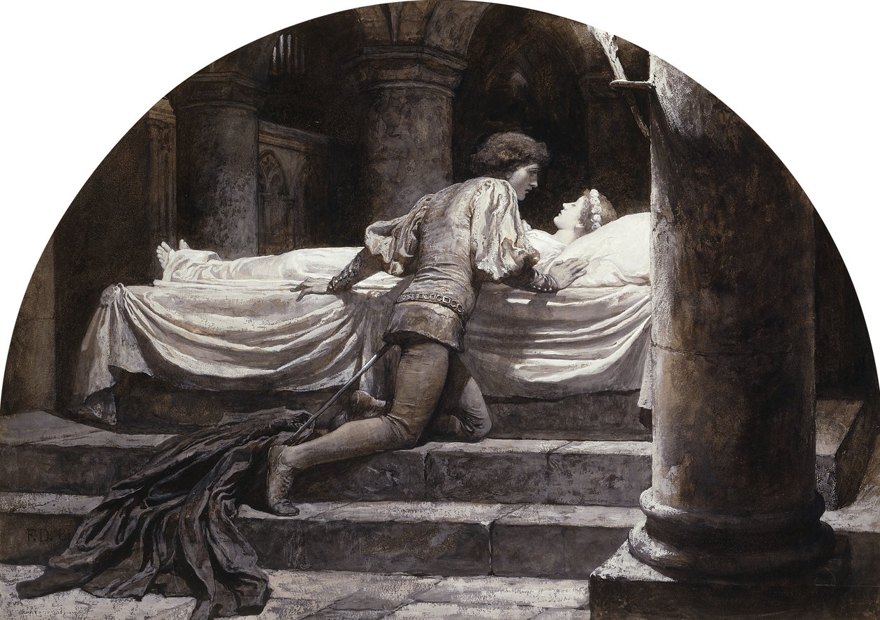 Scener fra Romeo og Julie: The Tomb av Frank Dicksee