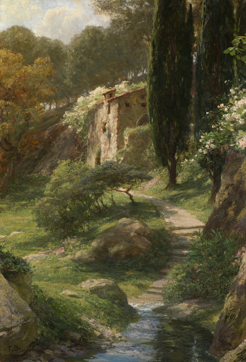 The Old Mill at La Mortola (Oil on panel)   1324509   no       norwegian Successfully Translated  Original: Portrait de lartiste Fyodor Vasilyev (Feodor Alexandrovich, Fiodor Alexandrovitch Vassiliev (1850-1873) (Portrait of the artist F. Vasilyev). Peintu av Frank Dicksee