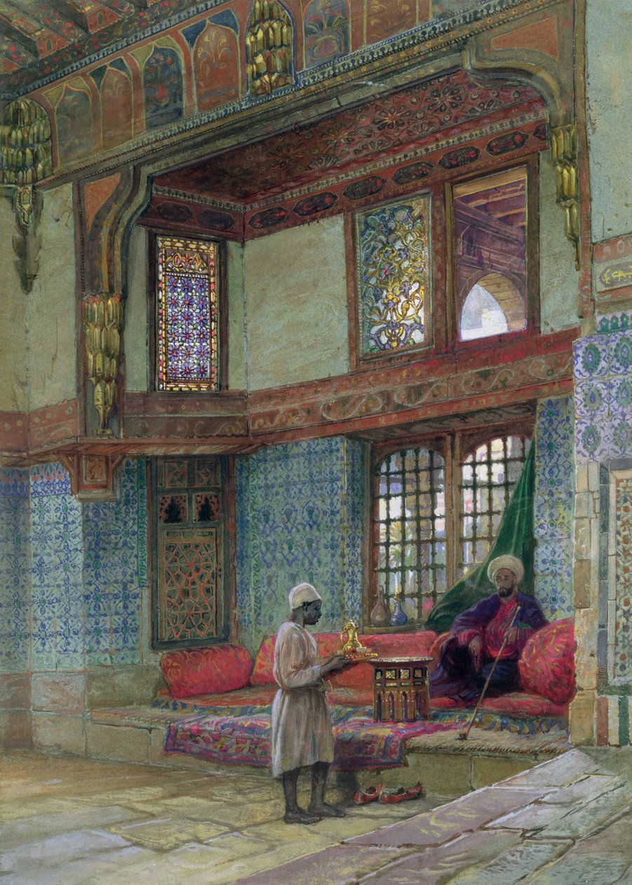 Fordypning i resepsjonsrommet i huset til Mufti Sheik El Mahadi, Kairo (wc på papir) av Frank Dillon