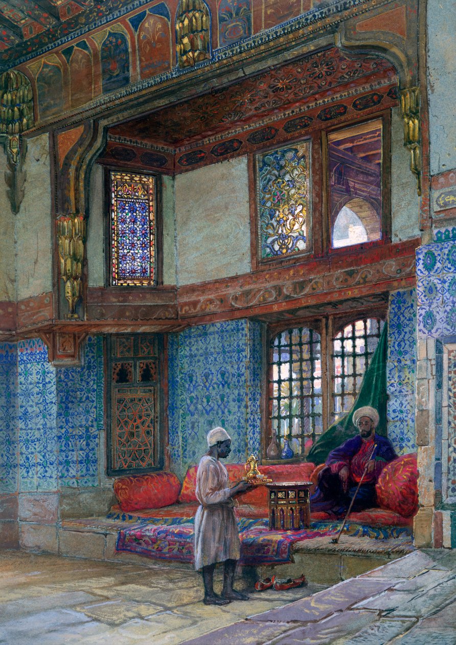 Fordypning i resepsjonsrommet til Mufti Sheik El Mahadis-huset, Kairo, 1873 av Frank Dillon