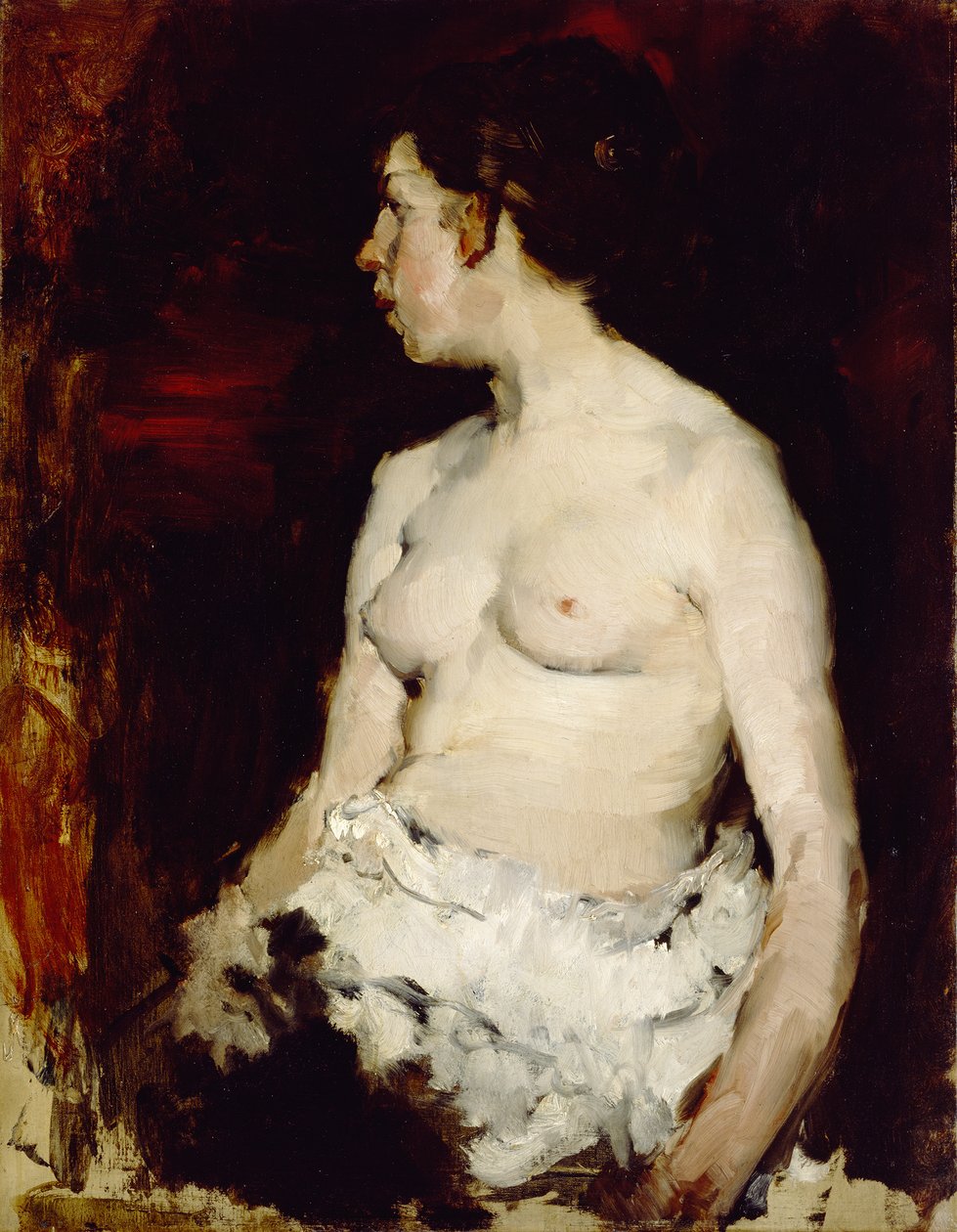 Sittende naken, ca. 1879 av Frank Duveneck