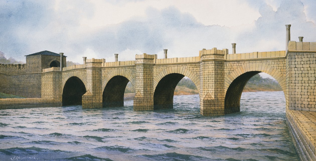 Hadrians mur Chesters Bridge Abutment, c2nd century, c1990-2010 av Frank Gardiner