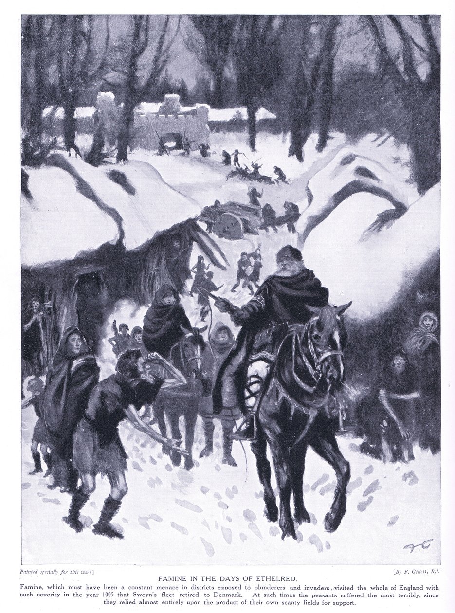 Hungersnød i dagene til Ethelred AD1005, 1920-tallet av Frank Gillett