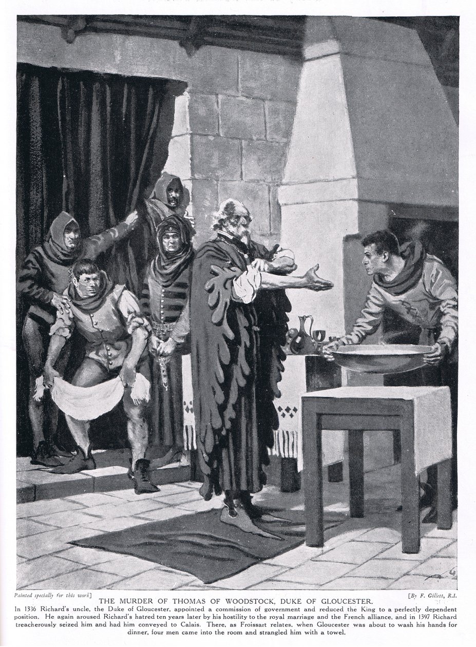 Drapet på Thomas Woodstock, hertugen av Gloucester AD1336, 1920-tallet av Frank Gillett