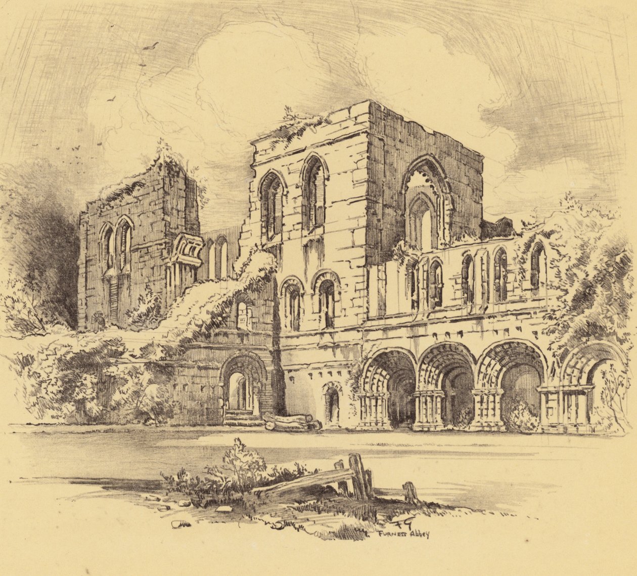 Furness Abbey (lito) av Frank Greenwood