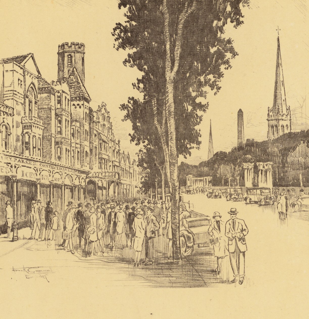 Southport, Lord Street (litografi) av Frank Greenwood