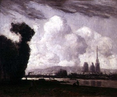 Utsikt over Rouen (olje på lerret) av Frank Myers Boggs