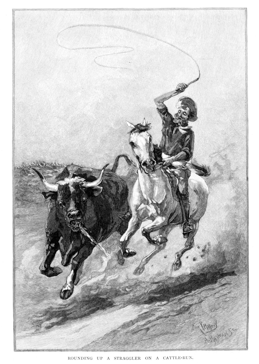Rounding Up A Straggler On A Cattle Run, Australia, 1886 av Frank P. Mahony