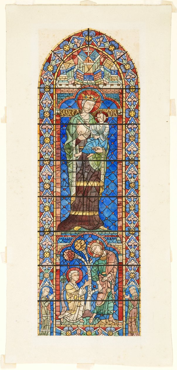 Studie av farget glass, North Clerestory of Nave, Chartres Cathedral, Frankrike av Frank Randal