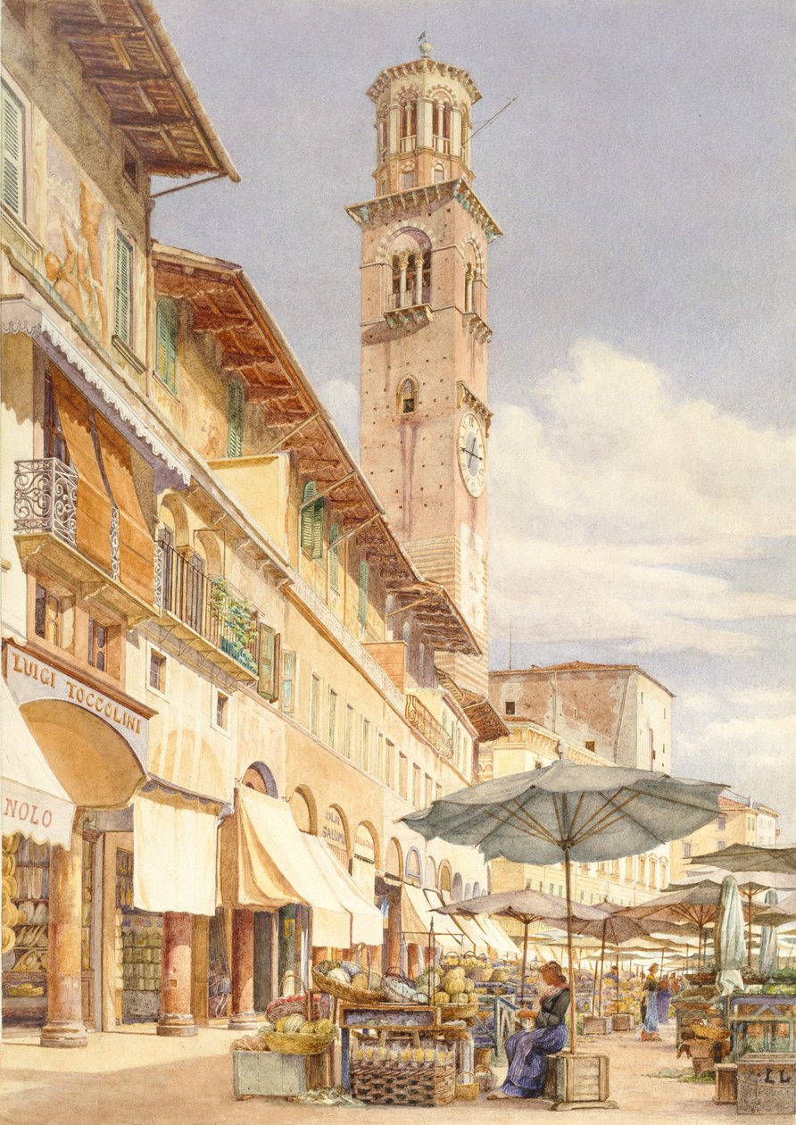 Piazza delle Erbe, Verona, juni - september 1884 av Frank Randal