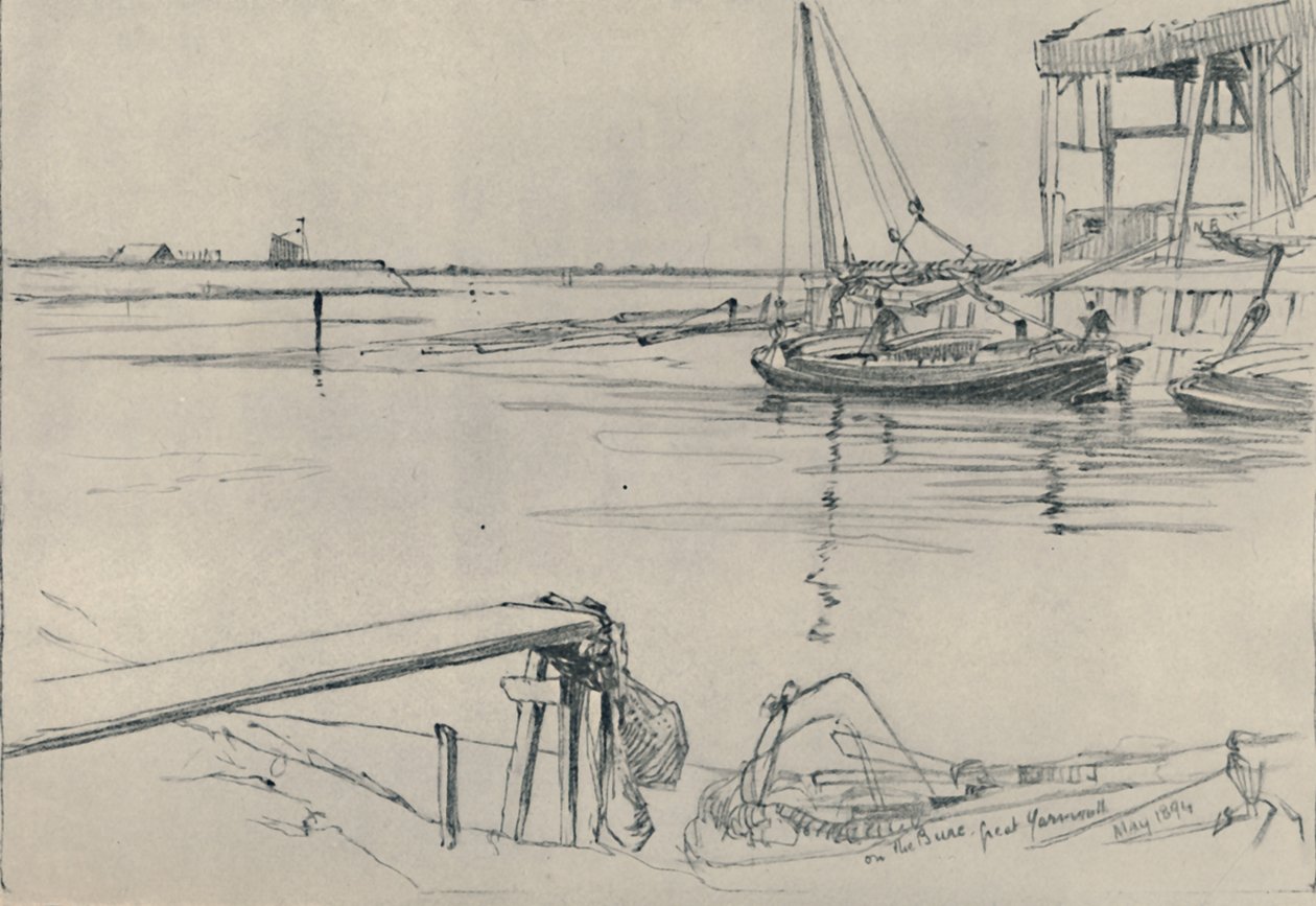 On the Bure, Great Yarmouth, 1894, 1919 av Frank Short