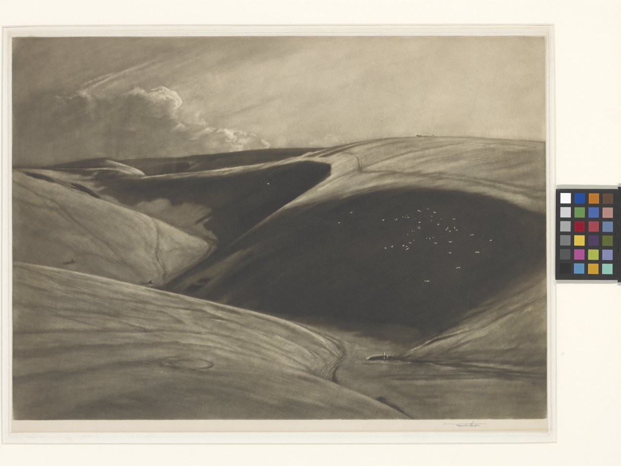 The Shadowed Valley (mezzotint på india papir chine collé) av Frank Short