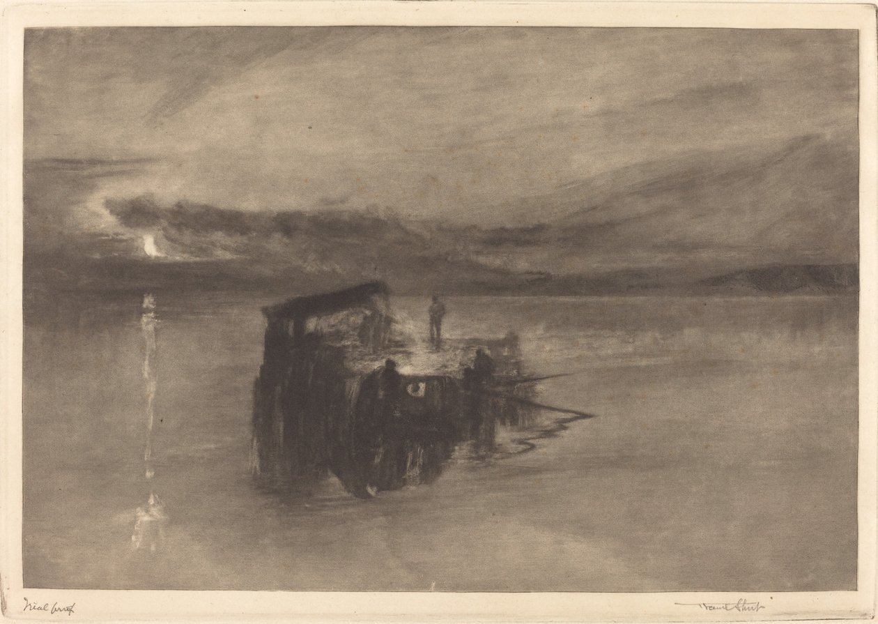 Tømmerflåten ved Rhinen av Frank Short, after Joseph Mallord William Turner
