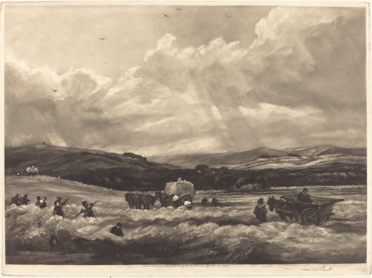 Hayfield i Yorkshire av Frank Short, after Peter De Wint