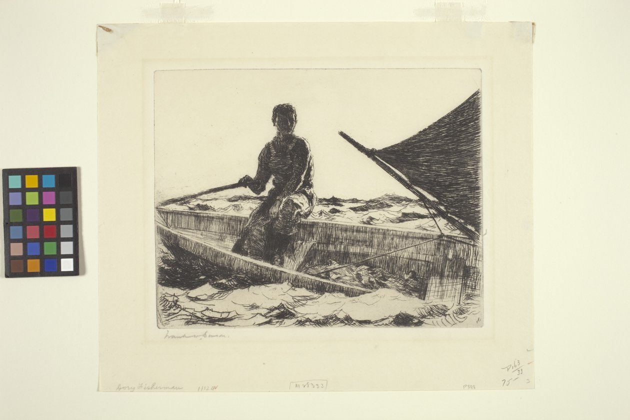 Dory Fisherman (blekk på papir) av Frank Weston Benson