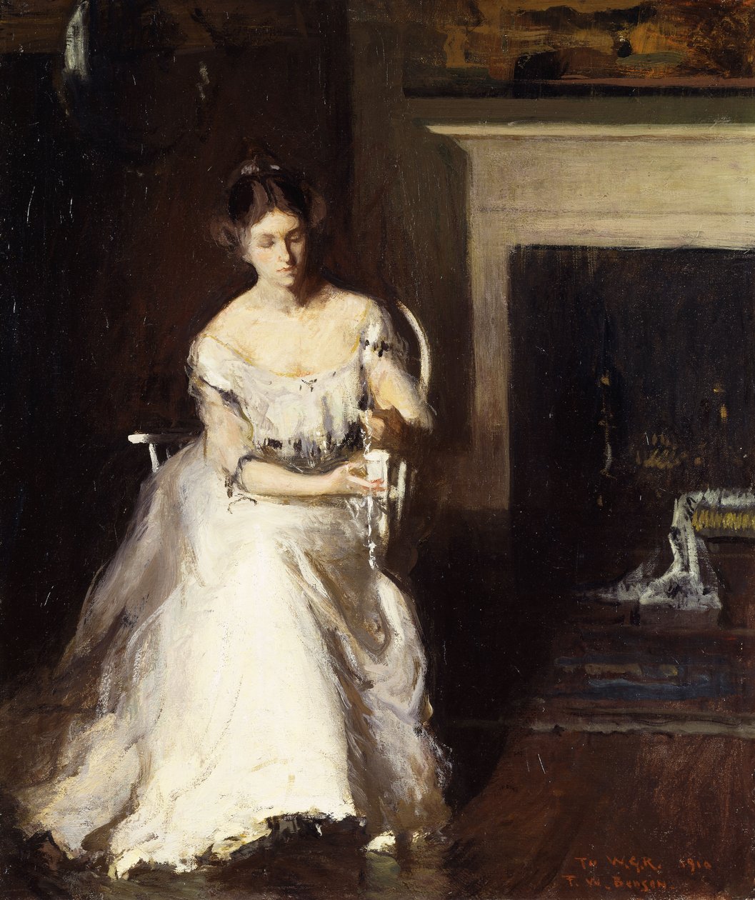 Kvinne som beundrer blonder av Frank Weston Benson