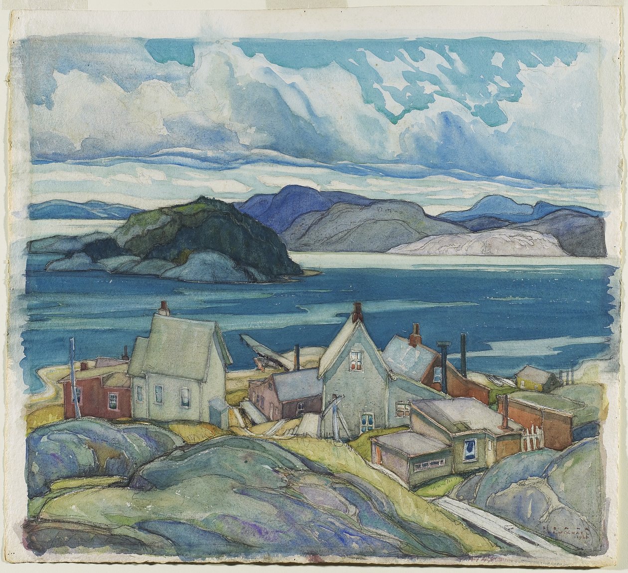 Jackfish Village, 1926 (wc og grafitt på papir) av Franklin Carmichael
