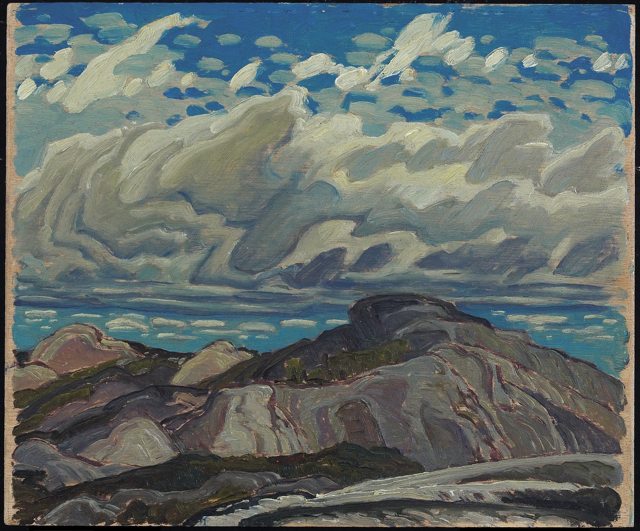 oktober, Cranberry Hills, 1943 (olje på kryssfinerpanel) av Franklin Carmichael
