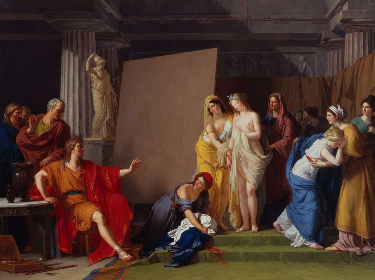 Zeuxis Velger sine modeller for bildet av Helen av François André Vincent