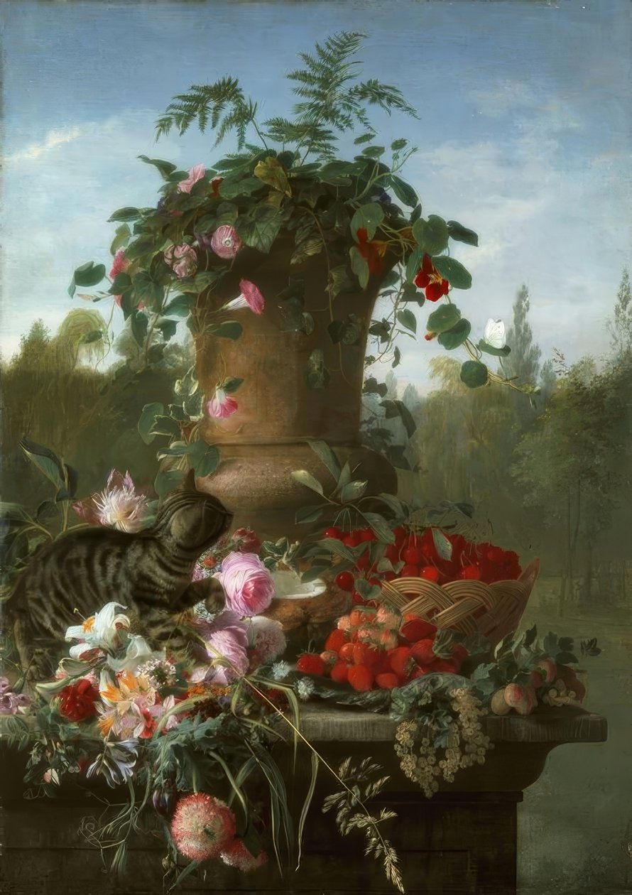 FA. de Bruycker, Stilleben med blomster og frukt av François Antoine de Bruycker