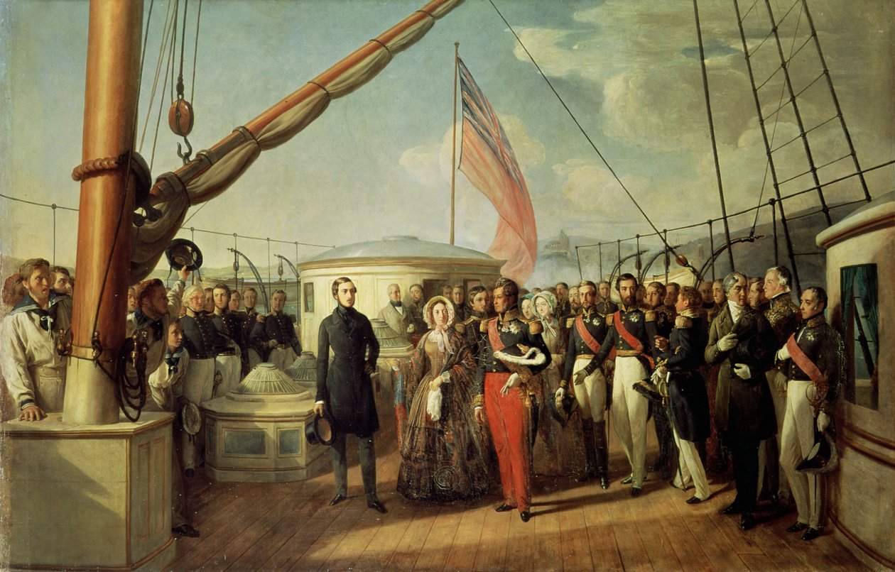 Møte mellom Louis-Philippe I (1773-1850) og dronning Victoria (1819-1901) på Le Treport, 2. september 1843, 1844 av François Auguste Biard