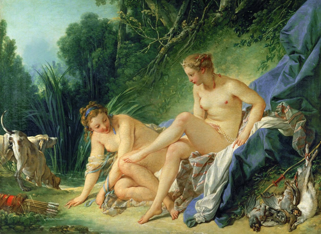 Diane kommer ut av badekaret av François Boucher