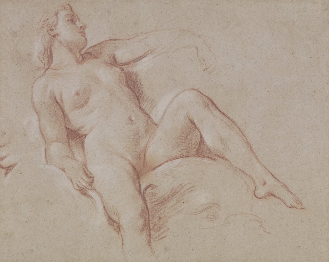 Kvinnelig naken på en delfin av François Boucher
