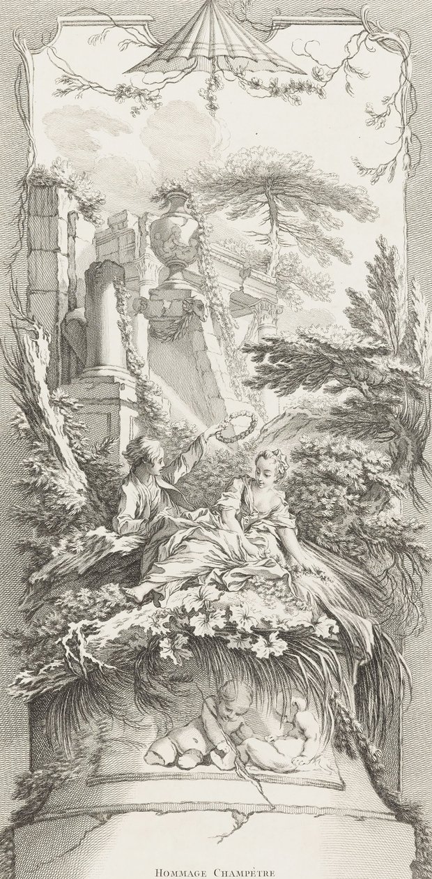 Hommage Champeter (Pastoral) i nye stykker for skjermer (nye konsepter for skjermer) av François Boucher
