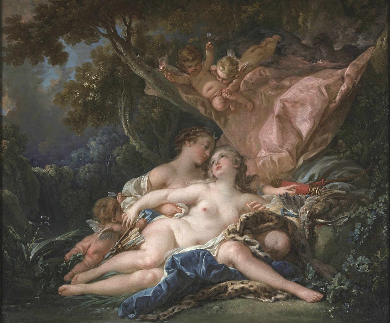 Nymfe Callisto, forført av Jupiter i dekke av Diana av François Boucher