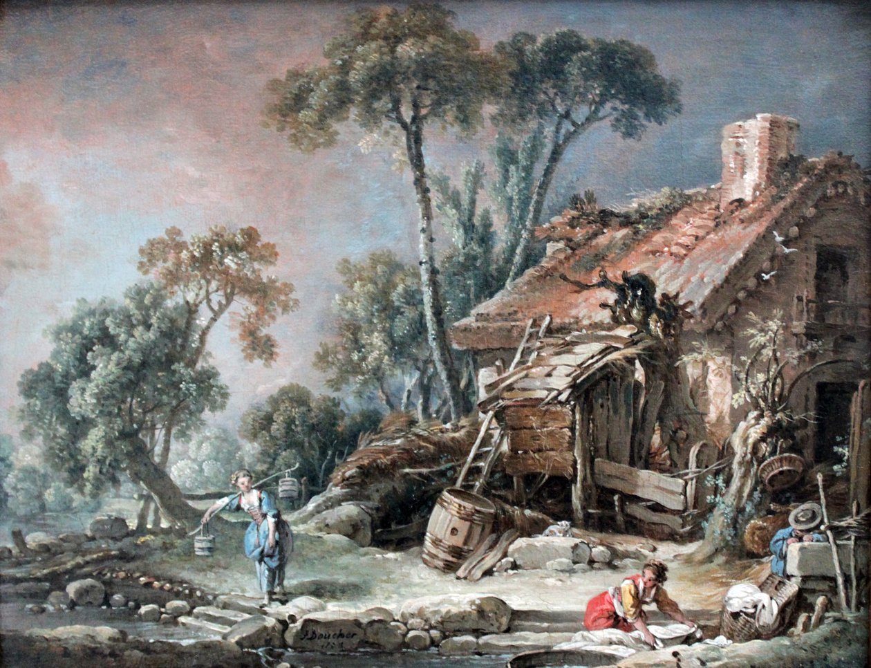 Landskap med et våningshus av François Boucher