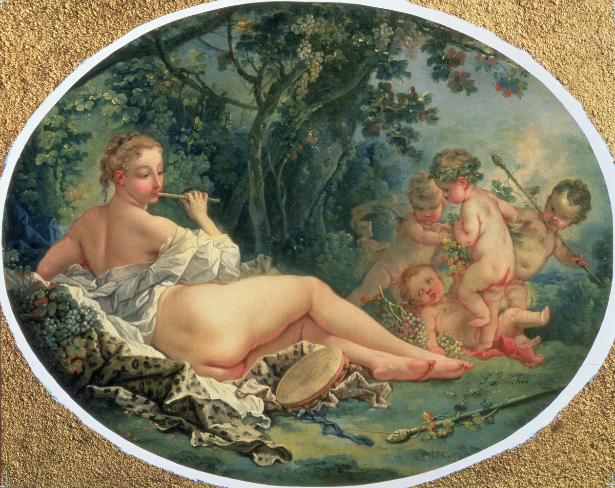 Maenad spiller røret, 1735-38 av François Boucher
