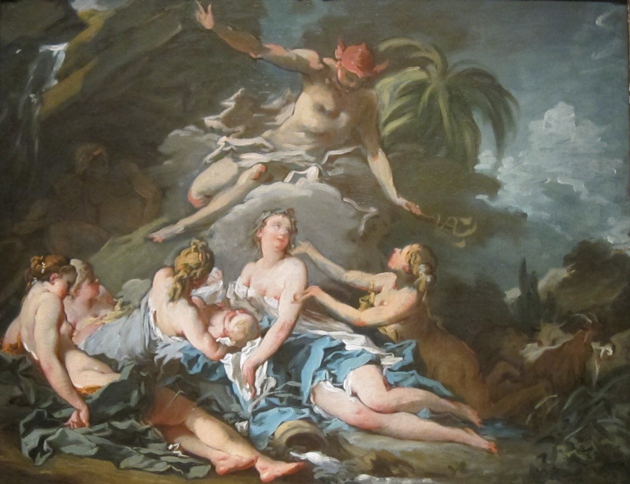 Merkur overlater barnet Bacchus til Nymas i Nysa av François Boucher