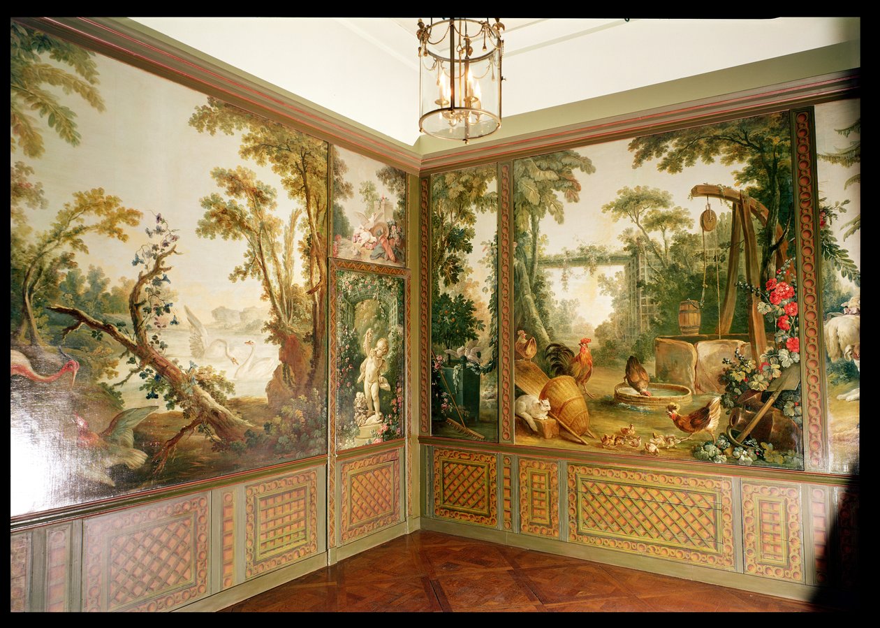 Malte veggpaneler i salongen til Gille Demarteau (1722-76) av François Boucher